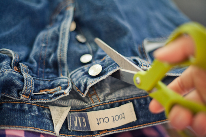 cutting jeans