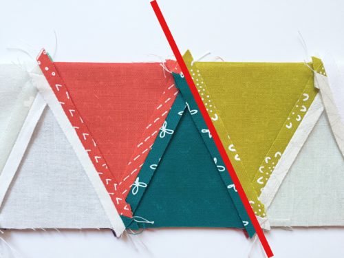 how to sew triangles in rows