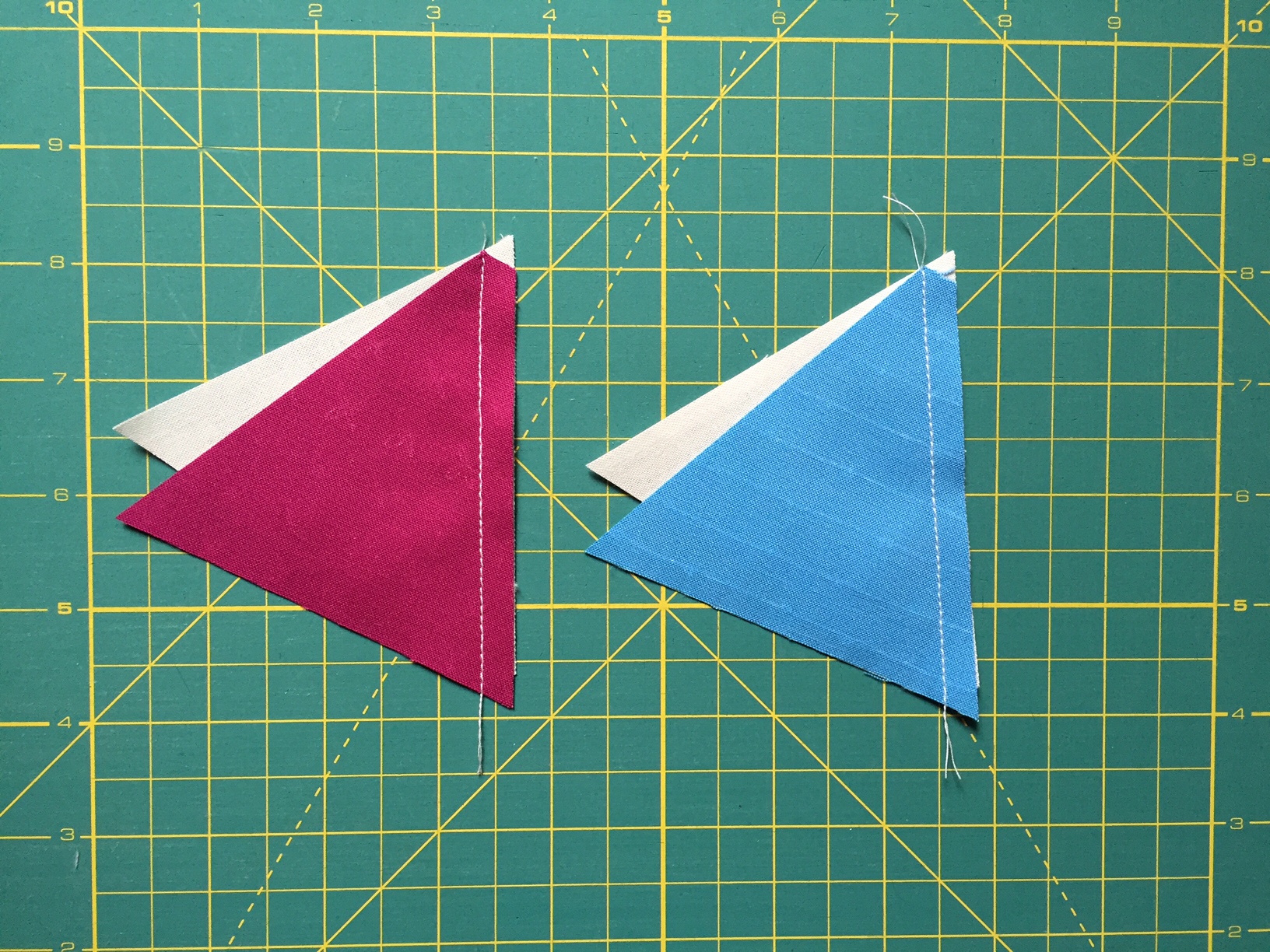 How to cut and sew triangles using a triangle ruler