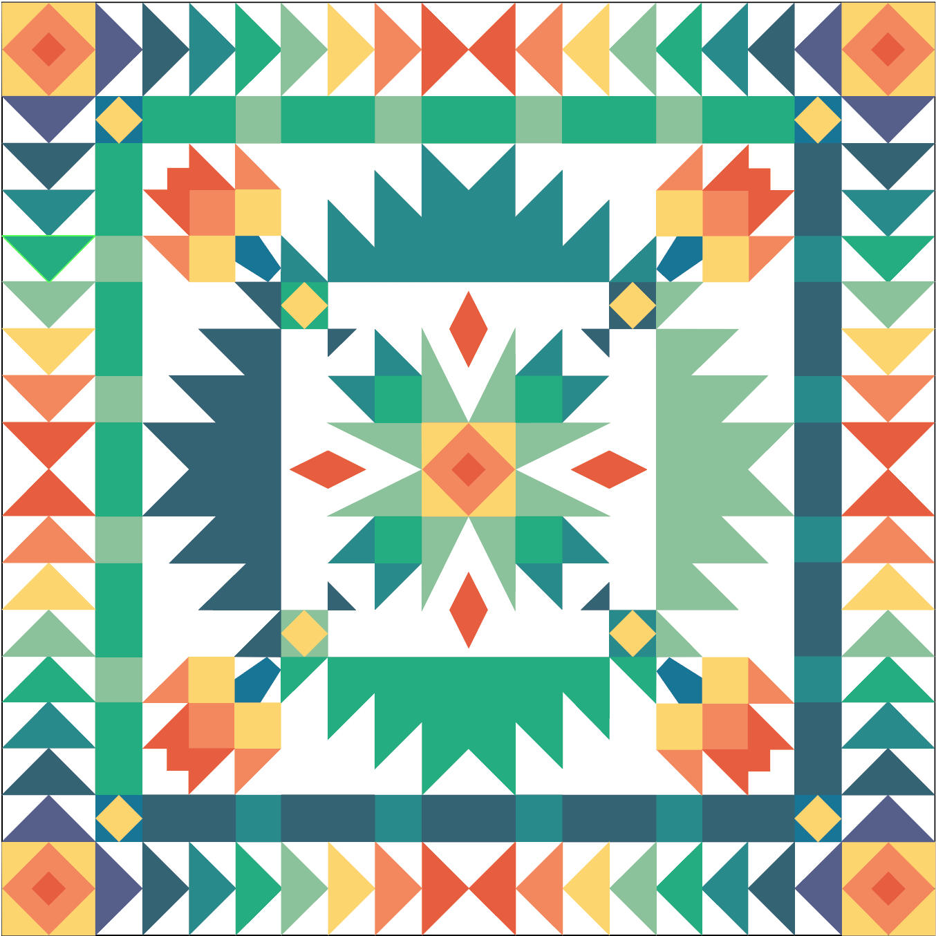 Quilt Pattern with rainbow color palette